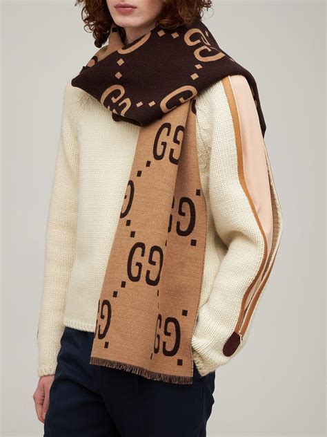 gucci jacquard scarf beige|gucci wool scarf sale.